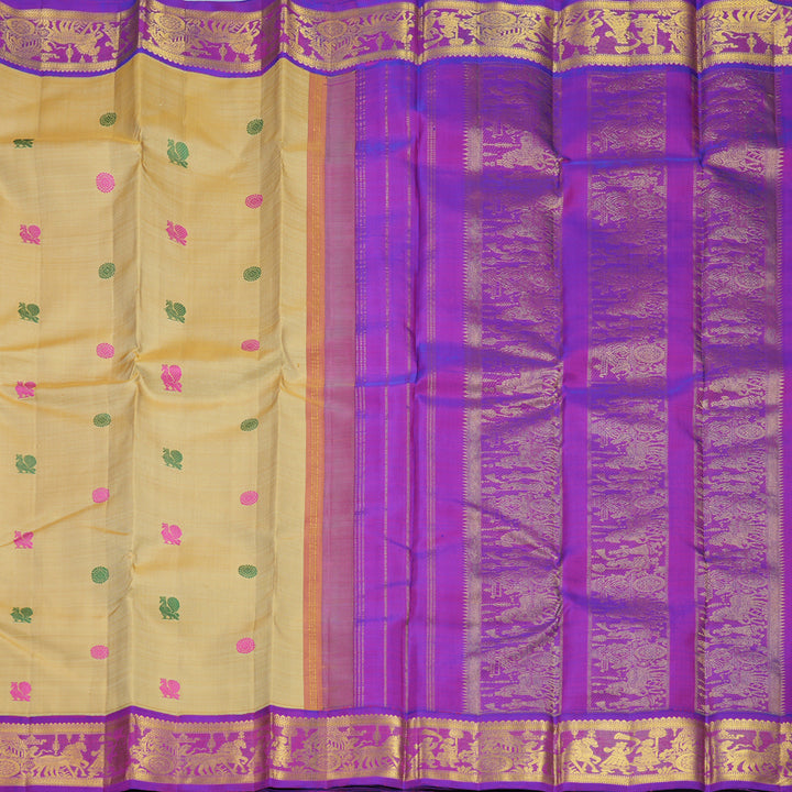 Hayagrivas Handloom Sandal Kanjivaram Silk Saree with Purple Border KBF824H10-2