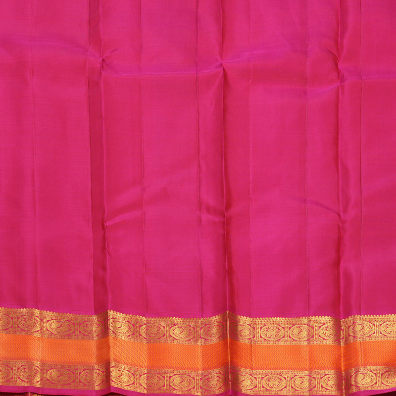 Hayagrivas Handloom Parrot Green Kanjivaram Silk Saree with Pink Border KBF824H11-1