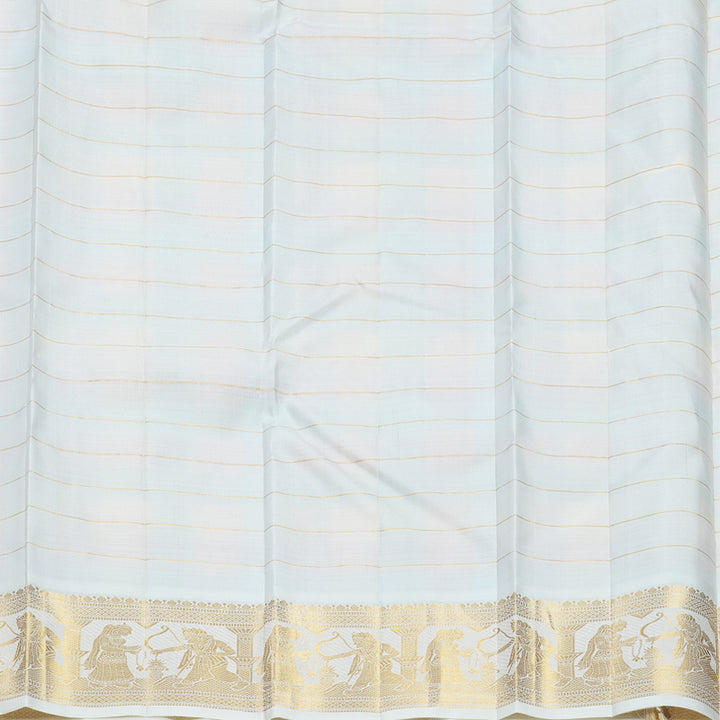 Hayagrivas Handloom Multicolour Checks Kanjivaram Silk Saree with Half-White Border KBF824H14-1