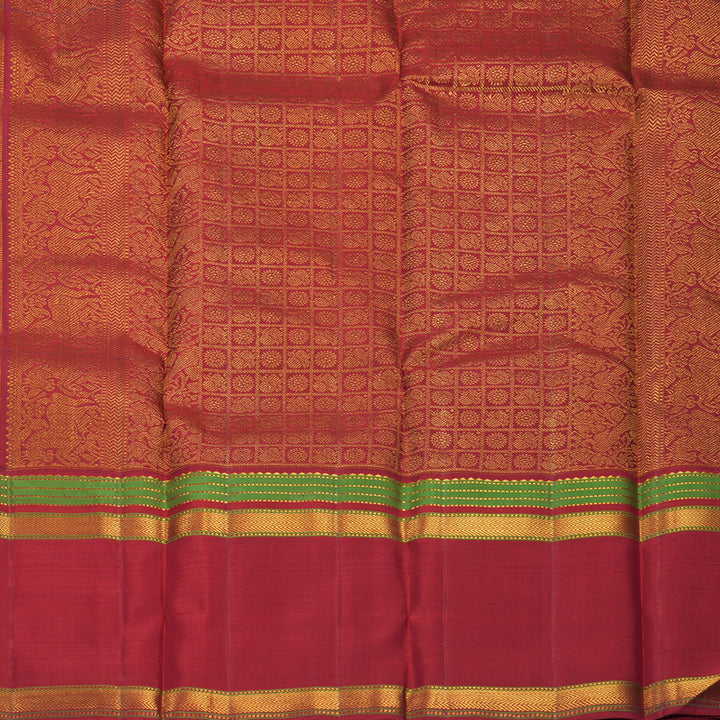 Hayagrivas Handloom Purple Kanjivaram Silk Saree with Maroon Border KBF824H4-1