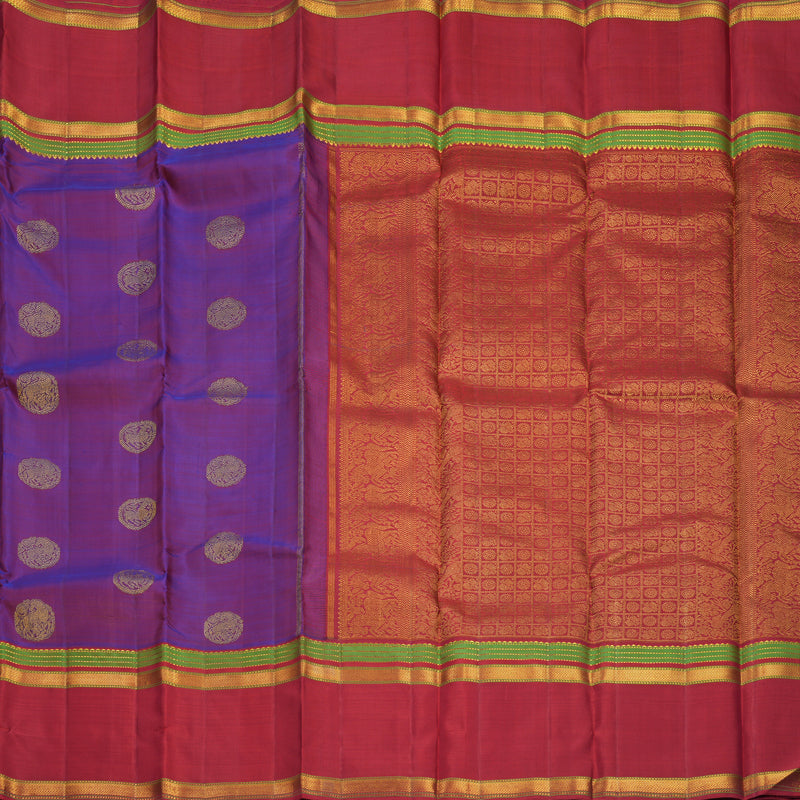 Hayagrivas Handloom Purple Kanjivaram Silk Saree with Maroon Border KBF824H4-1