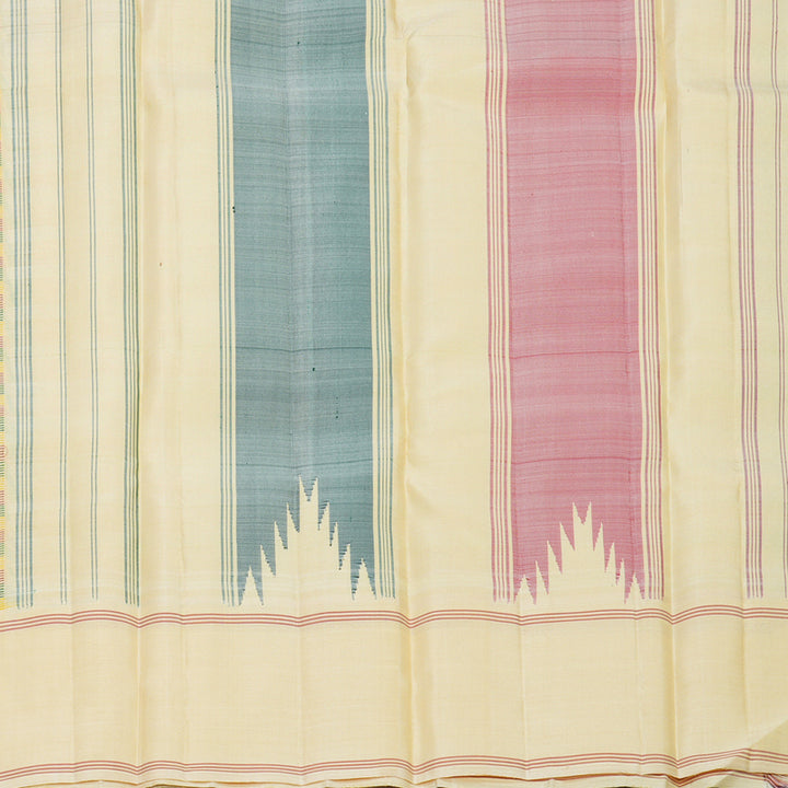 Hayagrivas Handloom Multicolour Checks Kanjivaram Silk Saree with Sandal Border KBF824H5-1
