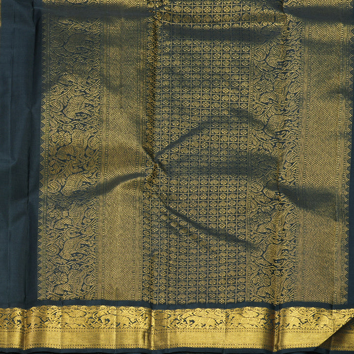Hayagrivas Handloom Mambazham Orange Kanjivaram Silk Saree with Black Border KBF824H7-1