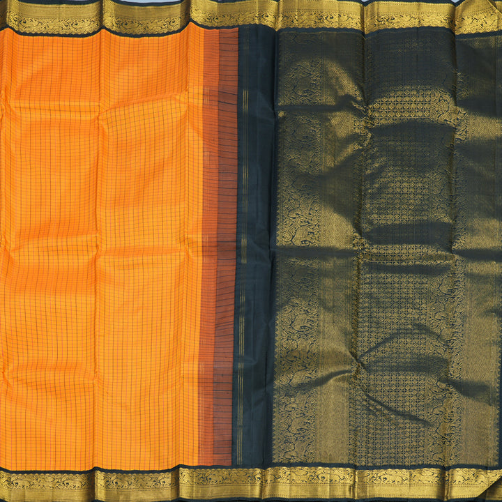 Hayagrivas Handloom Mambazham Orange Kanjivaram Silk Saree with Black Border KBF824H7-1