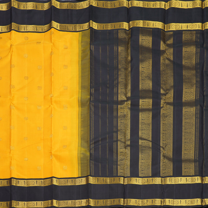 Hayagrivas Handloom Yellow Kanjivaram Silk Saree with Kanchana Brown Border KBF824H9-1