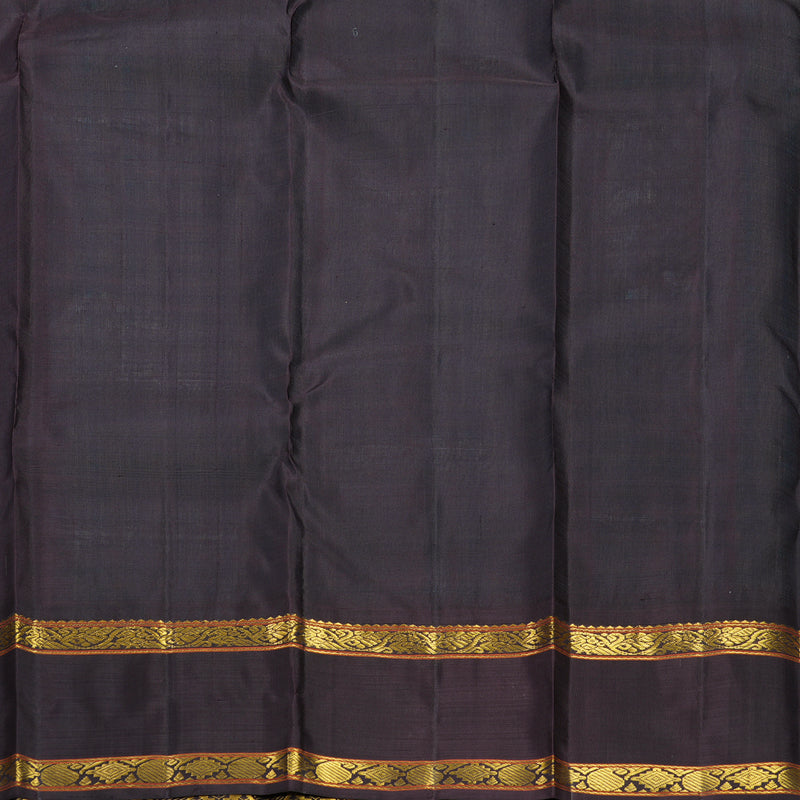 Hayagrivas Handloom Sky Blue &amp; White Checks Kanjivaram Silk Saree with Deep Wine Border KBF824H9-3