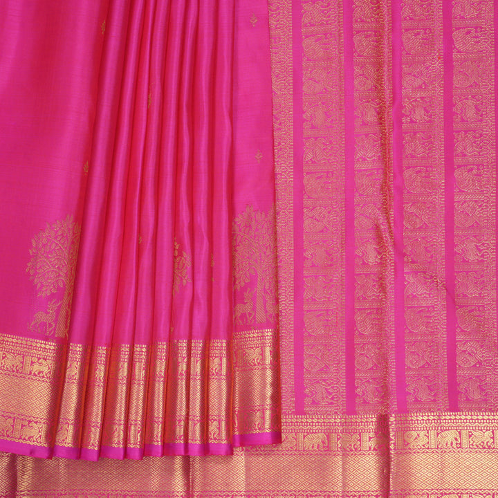 Hayagrivas Handloom Rani Pink Kanjivaram Silk Saree KBF825H2-1