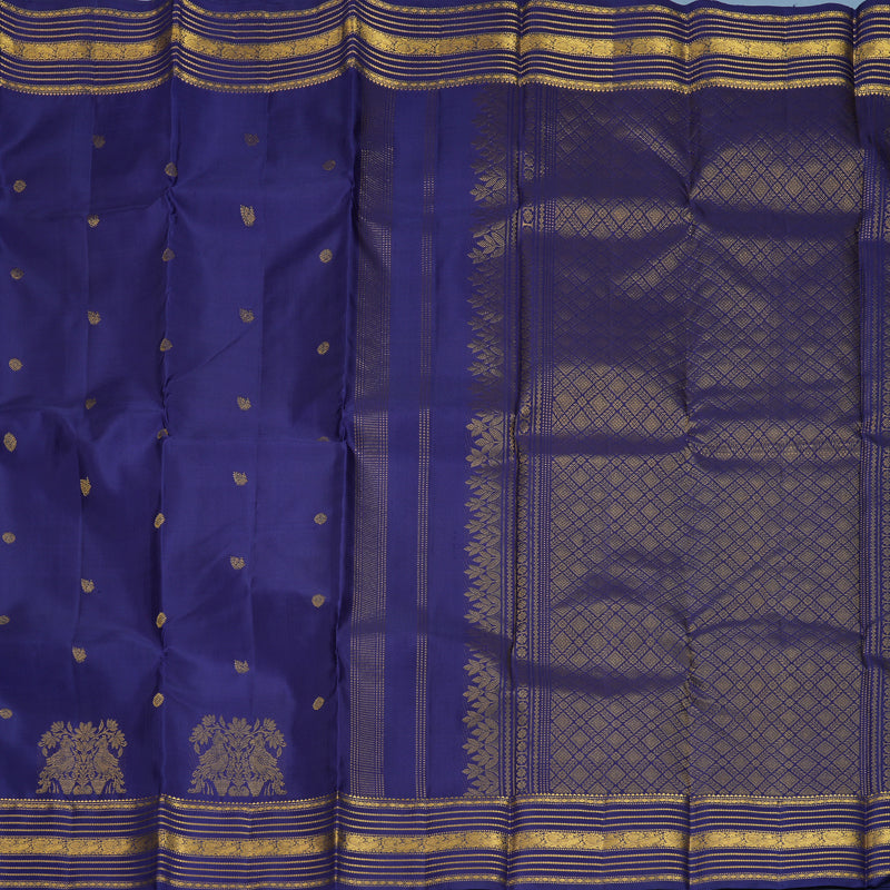 Hayagrivas Handloom Dark Blue Kanjivaram Silk Saree KBF825H2-2