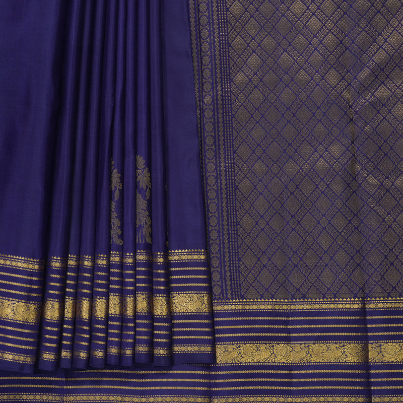 Hayagrivas Handloom Dark Blue Kanjivaram Silk Saree KBF825H2-2