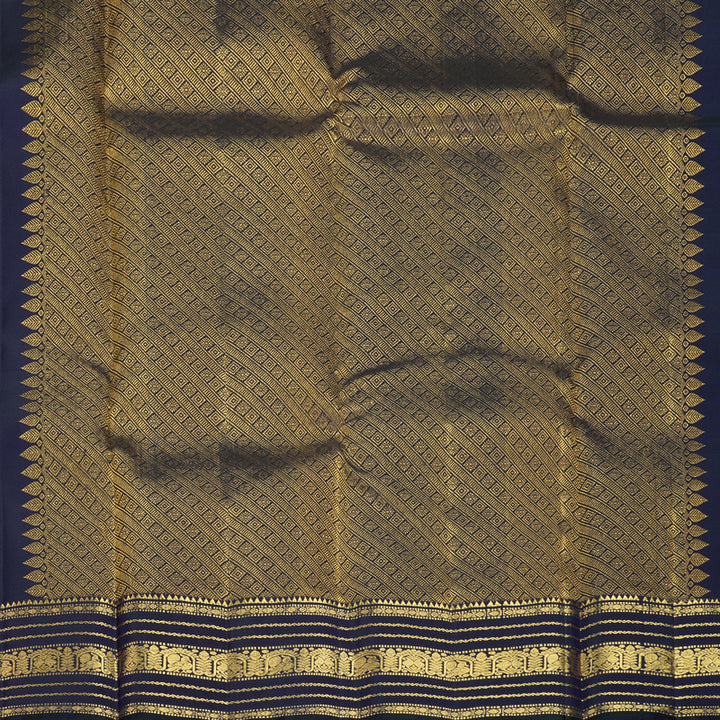 Hayagrivas Handloom Navy Blue Kanjivaram Silk Saree KBF825H2-6