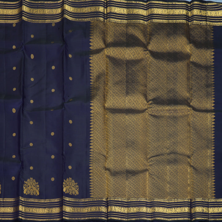 Hayagrivas Handloom Navy Blue Kanjivaram Silk Saree KBF825H2-6