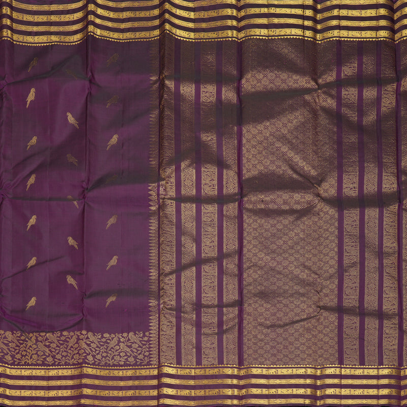 Hayagrivas Handloom Purple Kanjivaram Silk Saree KBF825H3-1