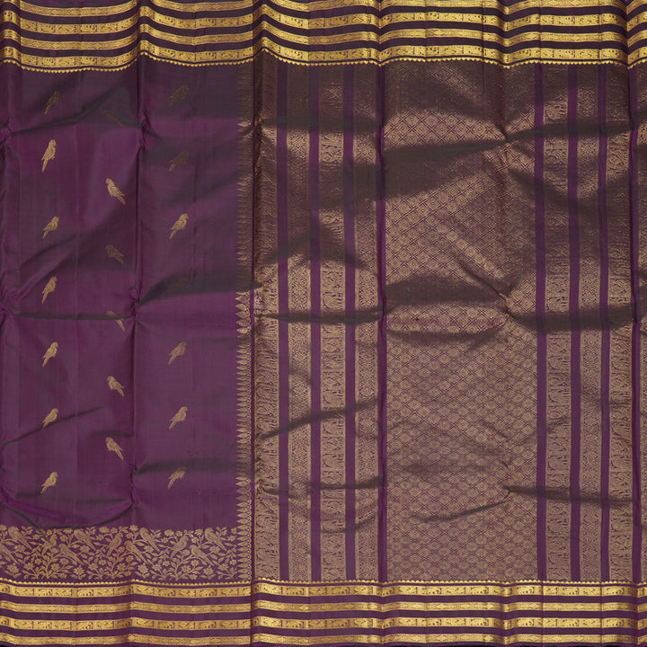 Hayagrivas Handloom Purple Kanjivaram Silk Saree KBF825H3-1