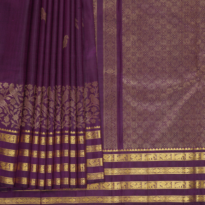 Hayagrivas Handloom Purple Kanjivaram Silk Saree KBF825H3-1