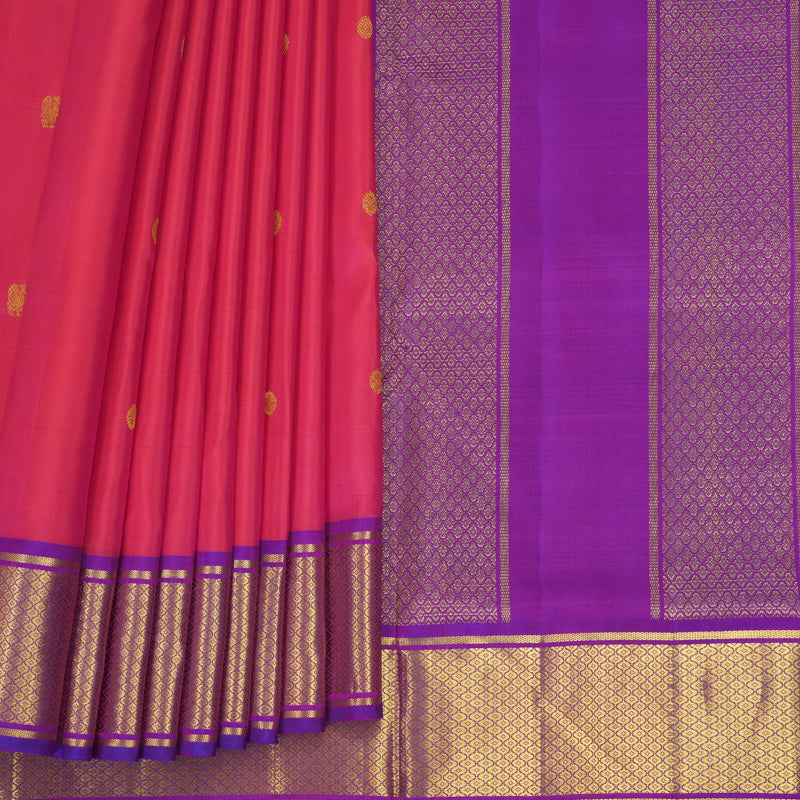 Hayagrivas Handloom Pink Ten Yards Silk Saree KBF826H2-1