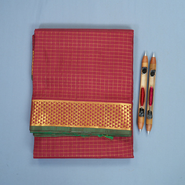 Hayagrivas Handloom Maroon Ten Yards Silk Saree KBF826H3-1