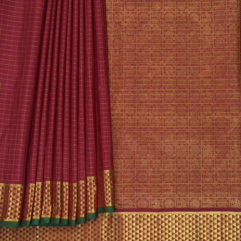 Hayagrivas Handloom Maroon Ten Yards Silk Saree KBF826H3-1