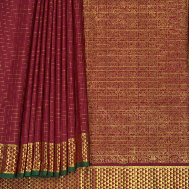 Hayagrivas Handloom Maroon Ten Yards Silk Saree KBF826H3-1