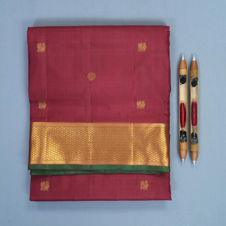 Hayagrivas Handloom Maroon Ten Yards Silk Saree KBF826H4-1