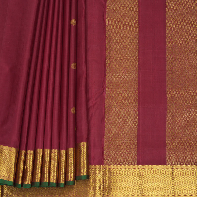 Hayagrivas Handloom Maroon Ten Yards Silk Saree KBF826H4-1