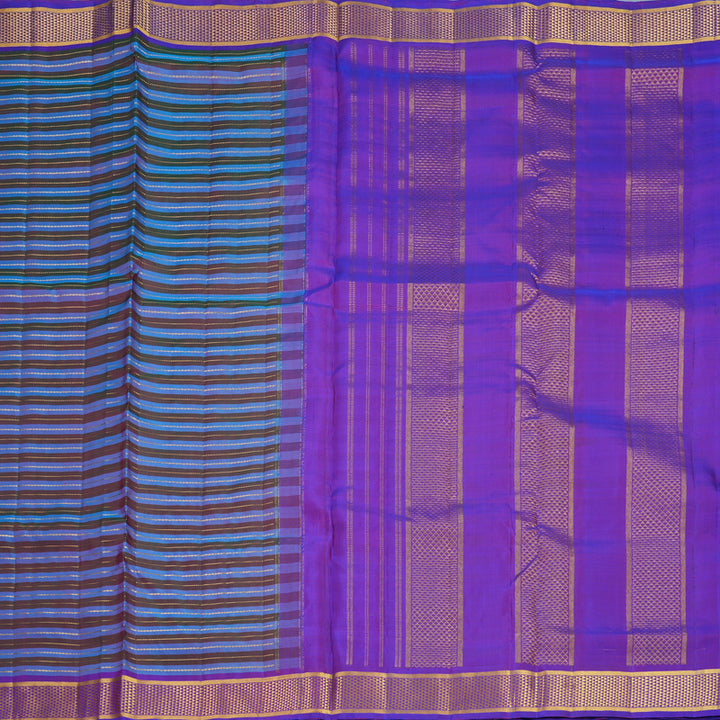 Hayagrivas Handloom Sky Blue &amp; Manthalir Stripes Ten Yards Silk Saree KBF826H5-1