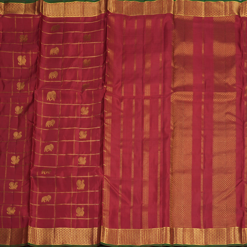 Hayagrivas Handloom Maroon Ten Yards Silk Saree KBF826H6-1