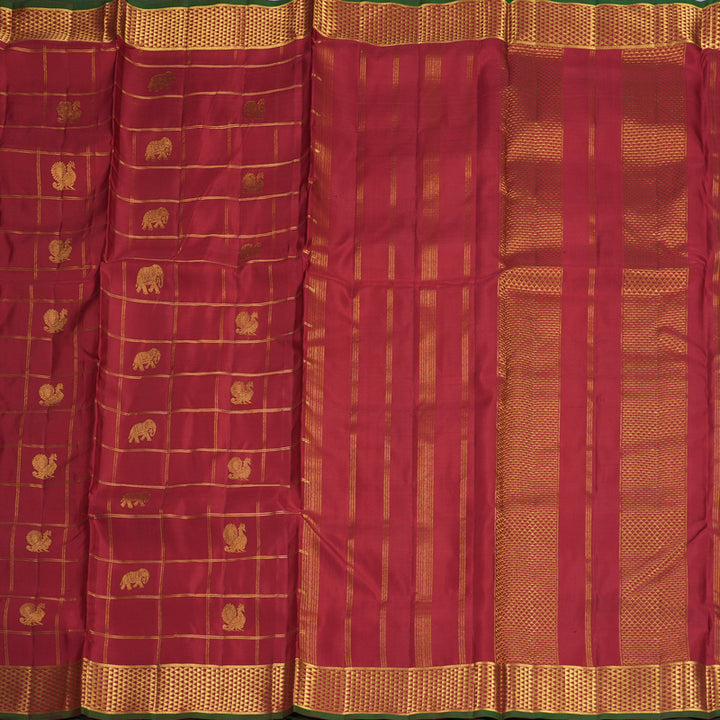 Hayagrivas Handloom Maroon Ten Yards Silk Saree KBF826H6-1