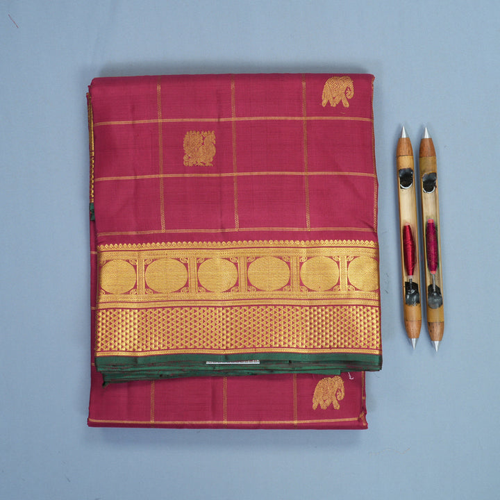 Hayagrivas Handloom Maroon Ten Yards Silk Saree KBF826H7-1