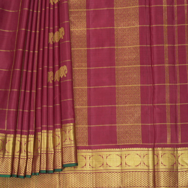 Hayagrivas Handloom Maroon Ten Yards Silk Saree KBF826H7-1