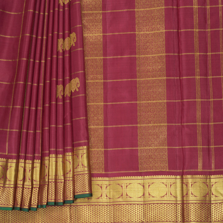 Hayagrivas Handloom Maroon Ten Yards Silk Saree KBF826H7-1