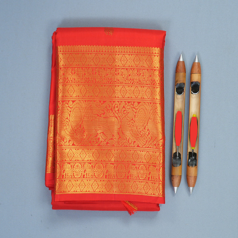 Hayagrivas Handloom Red Kanjivaram Silk Saree KBF827H2-4