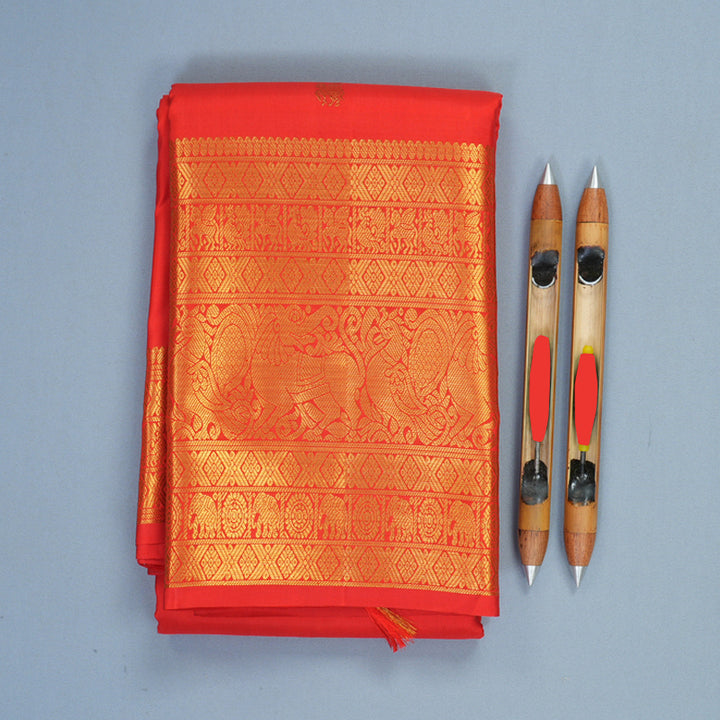 Hayagrivas Handloom Red Kanjivaram Silk Saree KBF827H2-4