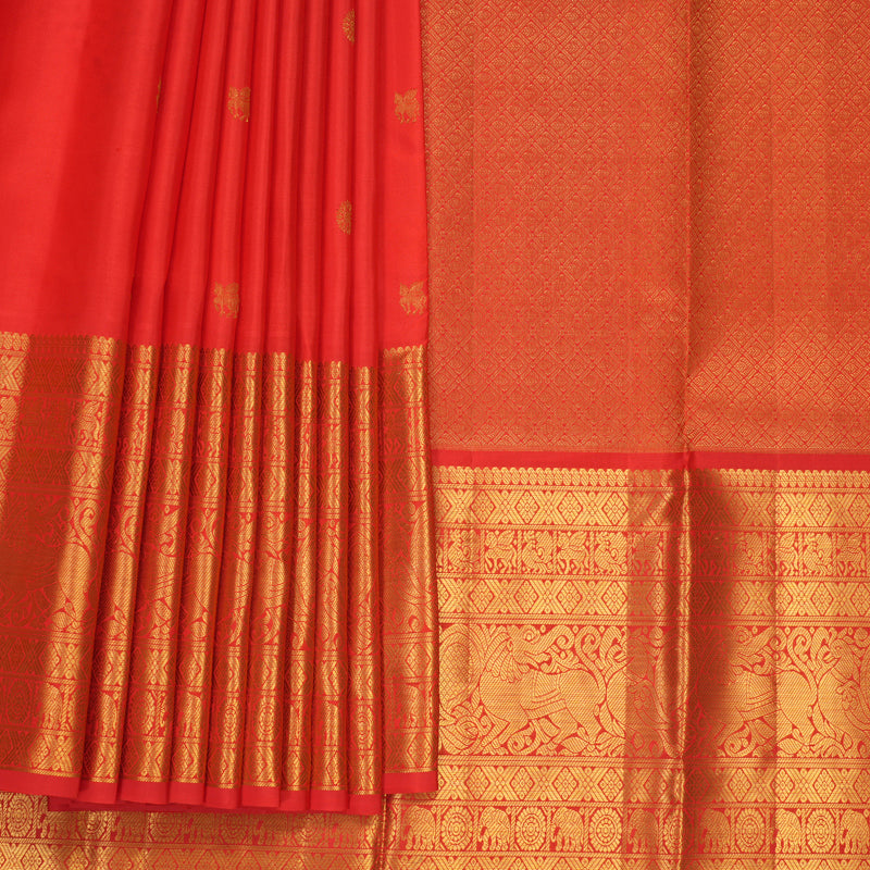 Hayagrivas Handloom Red Kanjivaram Silk Saree KBF827H2-4