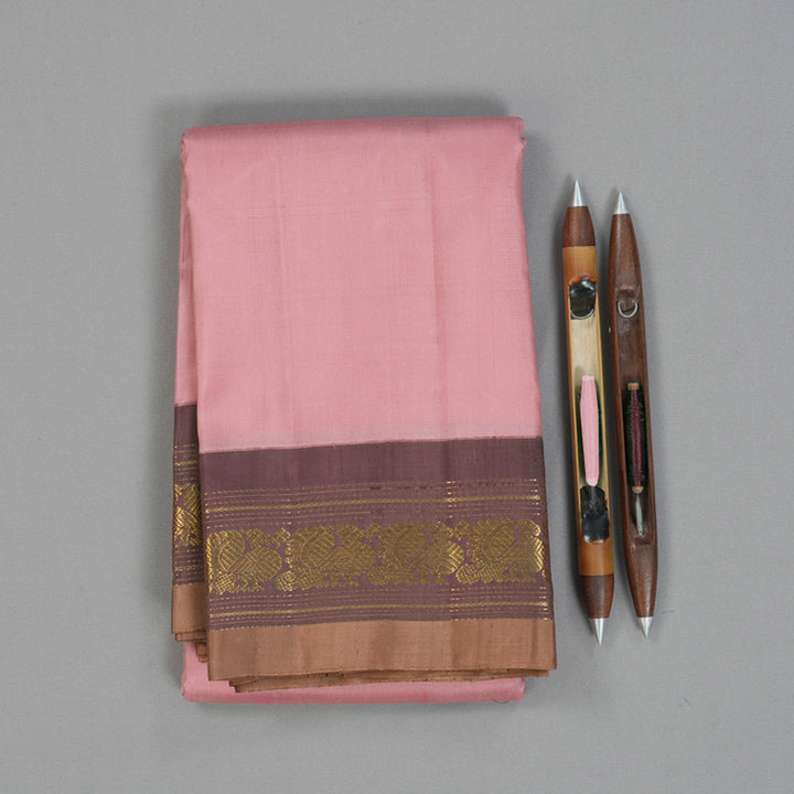 Hayagrivas Handloom Rosewood Pink Kanjivaram Silk Saree with Dusky Lavendar Border KBF82D1-2