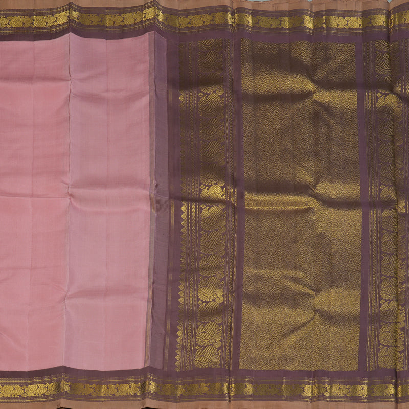 Hayagrivas Handloom Rosewood Pink Kanjivaram Silk Saree with Dusky Lavendar Border KBF82D1-2