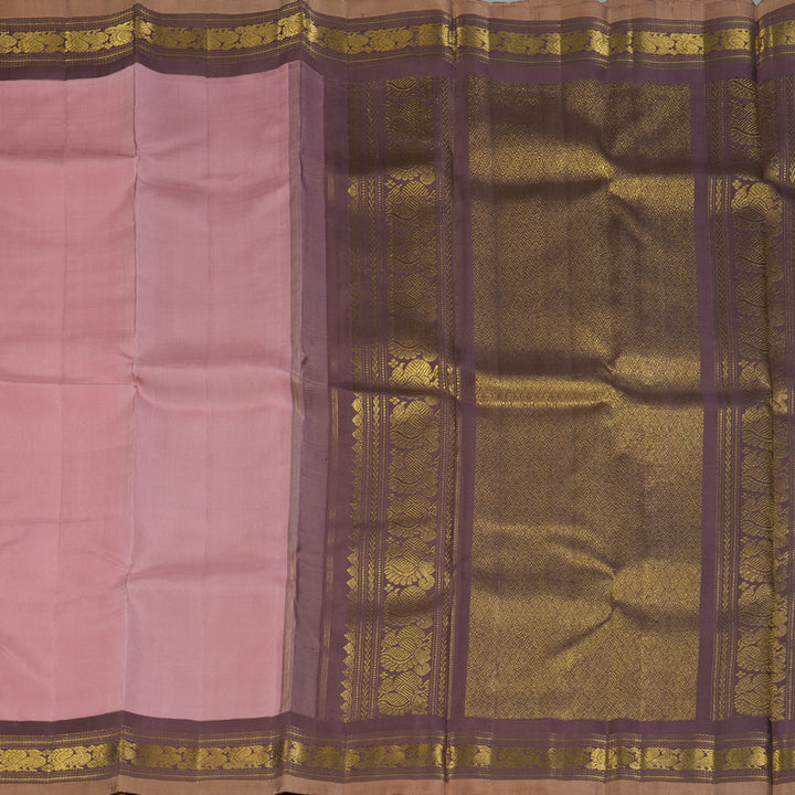Hayagrivas Handloom Rosewood Pink Kanjivaram Silk Saree with Dusky Lavendar Border KBF82D1-2