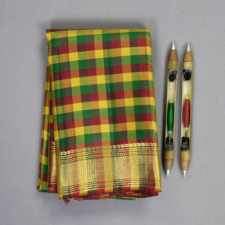 Hayagrivas Handloom Multicolour Checks Kanjivaram Silk Saree KBF830H2-1