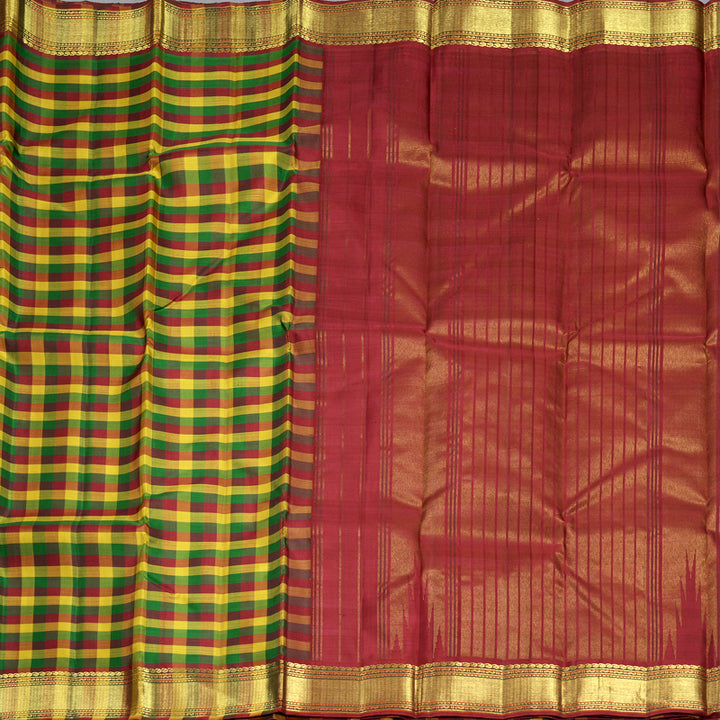 Hayagrivas Handloom Multicolour Checks Kanjivaram Silk Saree KBF830H2-1