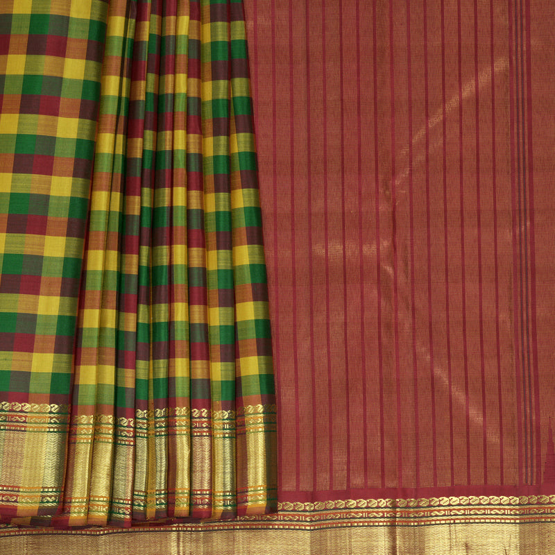 Hayagrivas Handloom Multicolour Checks Kanjivaram Silk Saree KBF830H2-1