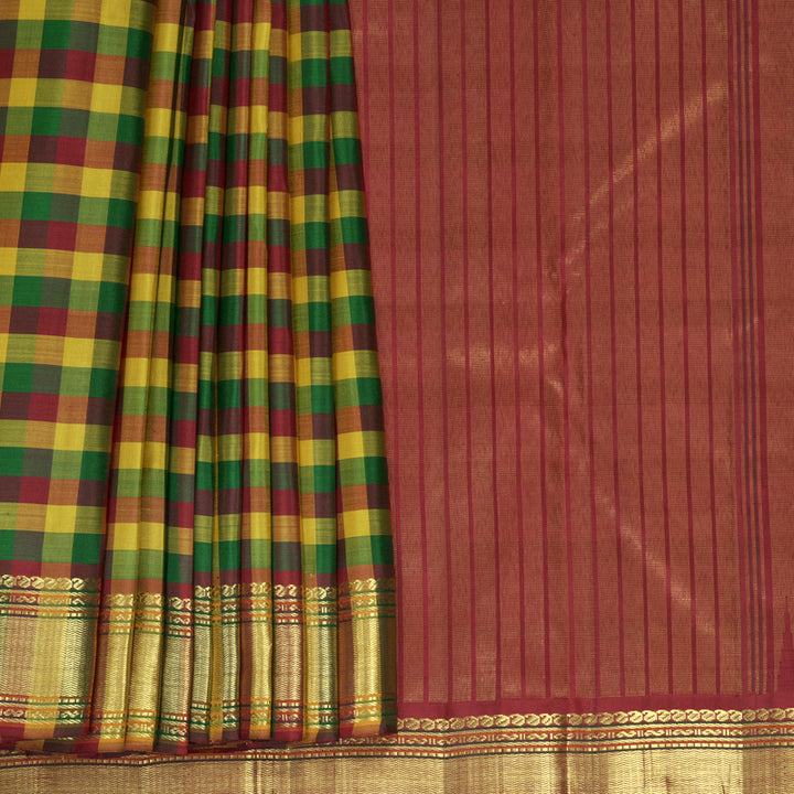 Hayagrivas Handloom Multicolour Checks Kanjivaram Silk Saree KBF830H2-1