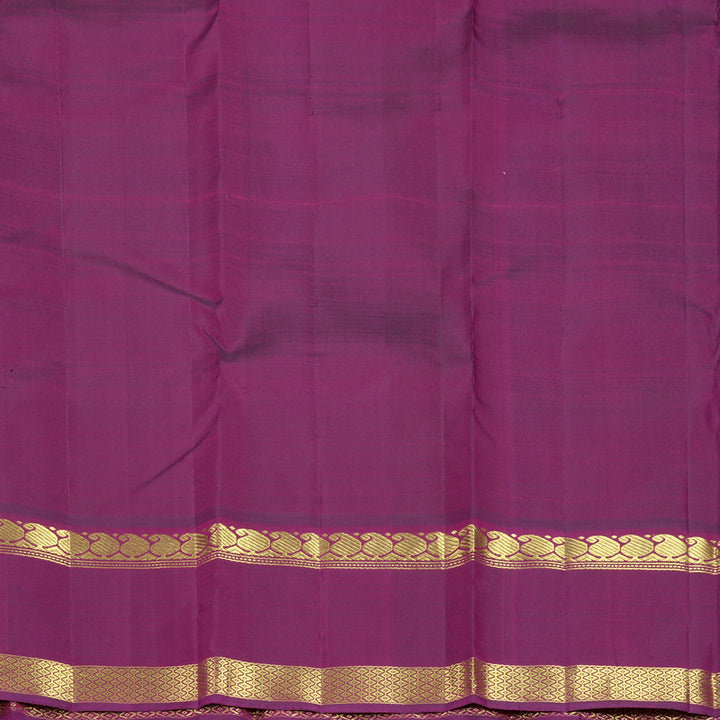 Hayagrivas Handloom Orangish-Pink Kanjivaram Silk Saree with Purple Border KBF830H4-1