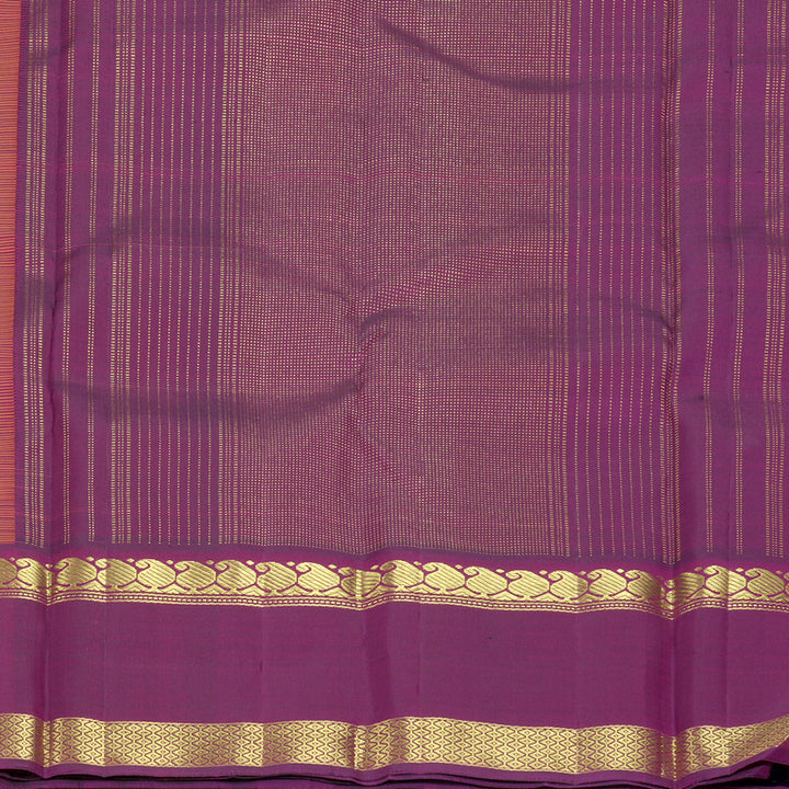 Hayagrivas Handloom Orangish-Pink Kanjivaram Silk Saree with Purple Border KBF830H4-1