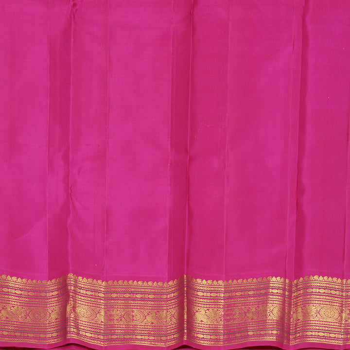 Hayagrivas Handloom Fluorescent Green Kanjivaram Silk Saree with Rani Pink Border KBF830H5-1
