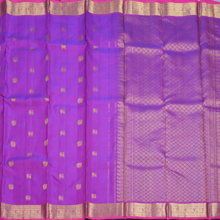 Hayagrivas Handloom Purple Kanjivaram Silk Saree with Rani Pink Border KBF831H2-1