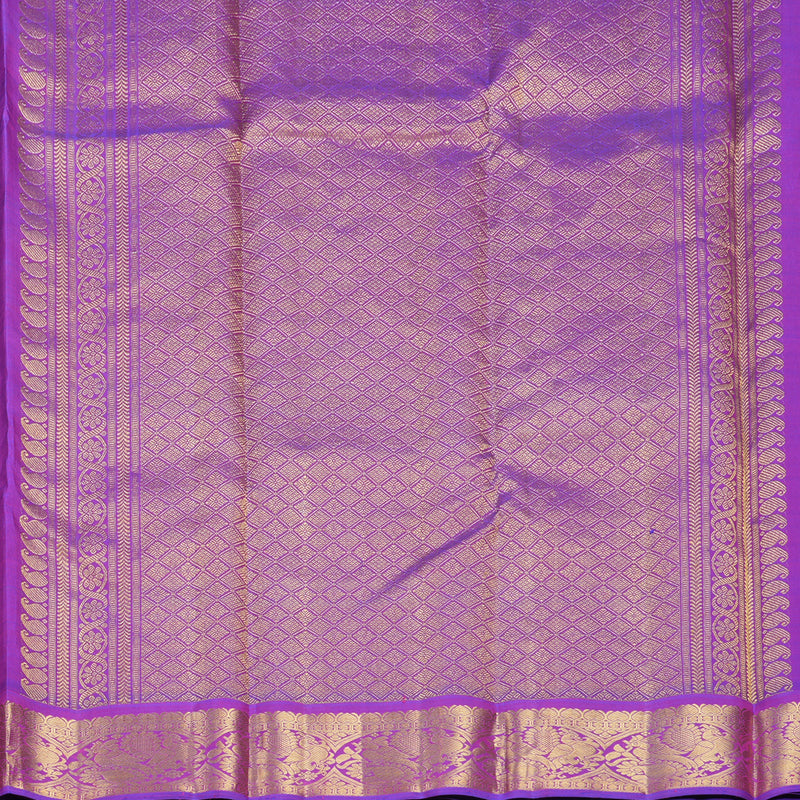 Hayagrivas Handloom Blue-Green Kanjivaram Silk Saree with Purple Border KBF831H4-1