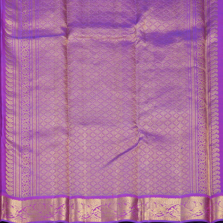 Hayagrivas Handloom Blue-Green Kanjivaram Silk Saree with Purple Border KBF831H4-1
