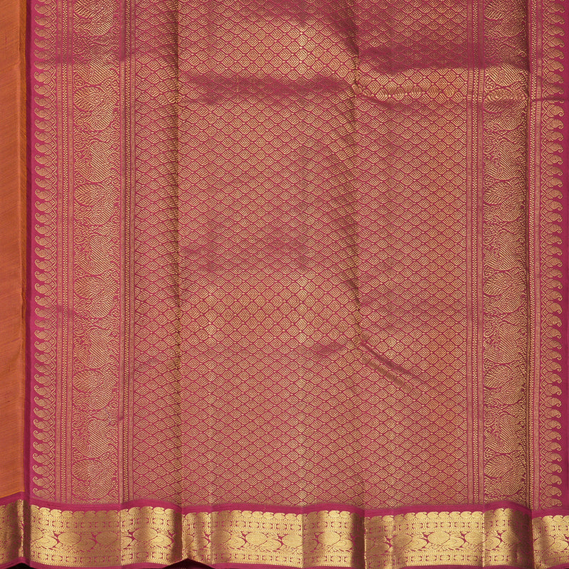 Hayagrivas Handloom Mango Yellow Kanjivaram Silk Saree with Maroon Border KBF831H4-2