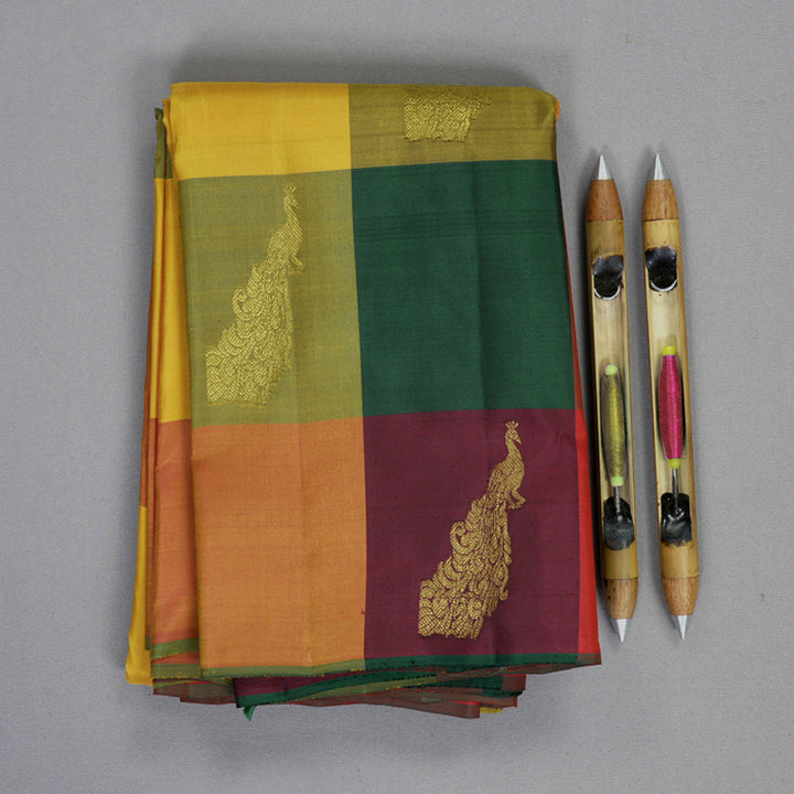 Hayagrivas Handloom Multicolour Checks Kanjivaram Silk Saree KBF832H1-1