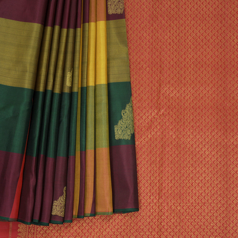 Hayagrivas Handloom Multicolour Checks Kanjivaram Silk Saree KBF832H1-1