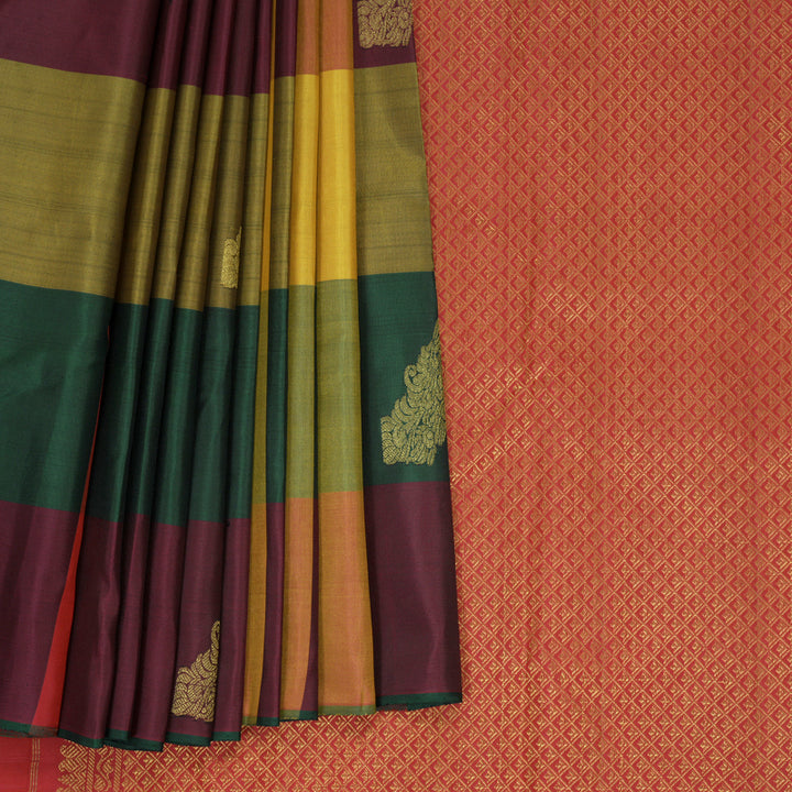 Hayagrivas Handloom Multicolour Checks Kanjivaram Silk Saree KBF832H1-1